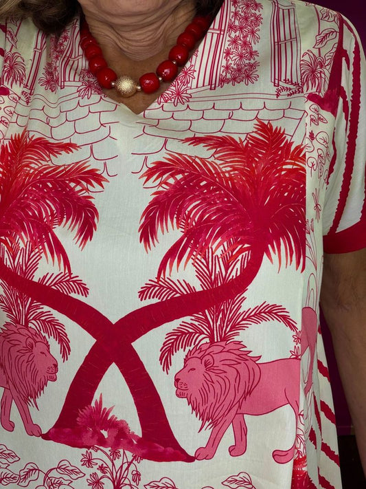 Red/Wht Striped Tiger Dress