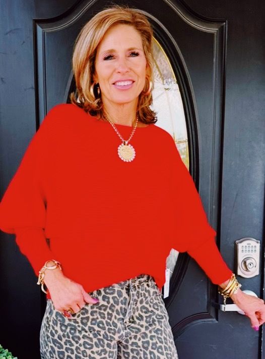 Red LS Boat Neck Sweater