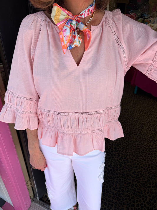 Sybil Pale Lilac V-neck Top