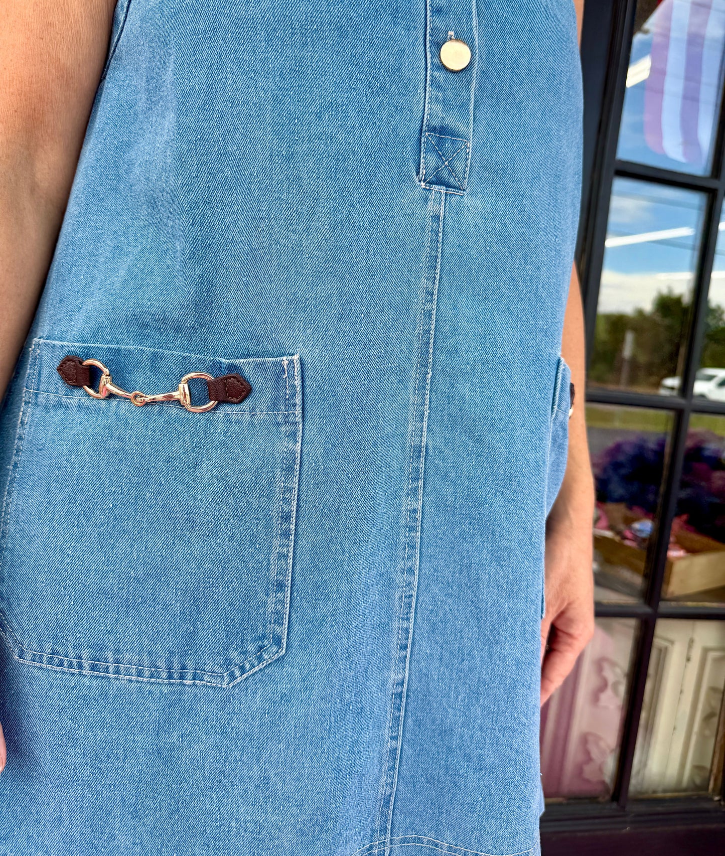Denim Dress W/Bit emb