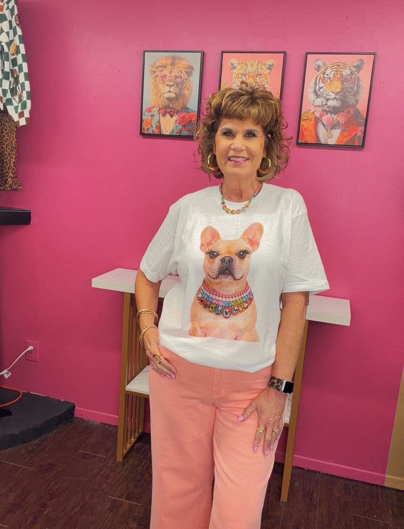 Frenchie Rhinestone Collar Tee