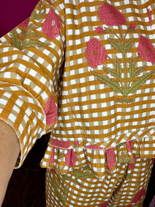Gold Ruffle Peplum Shacket