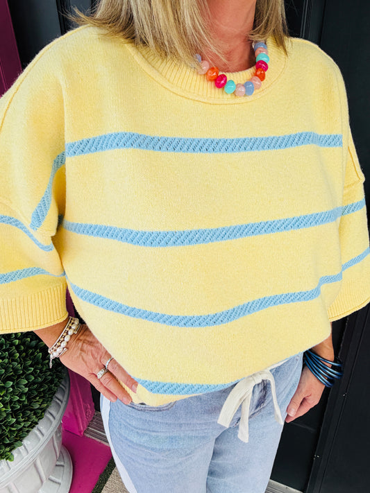 Lemon/Blue Boxy Sweater