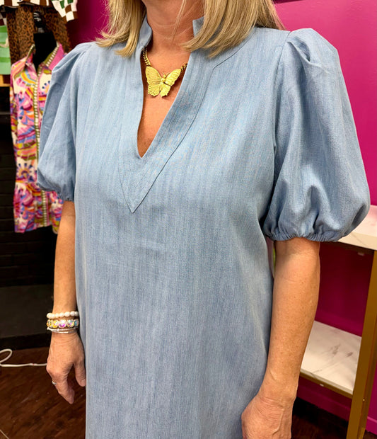 Hampton Mini Chambray Denim Dress
