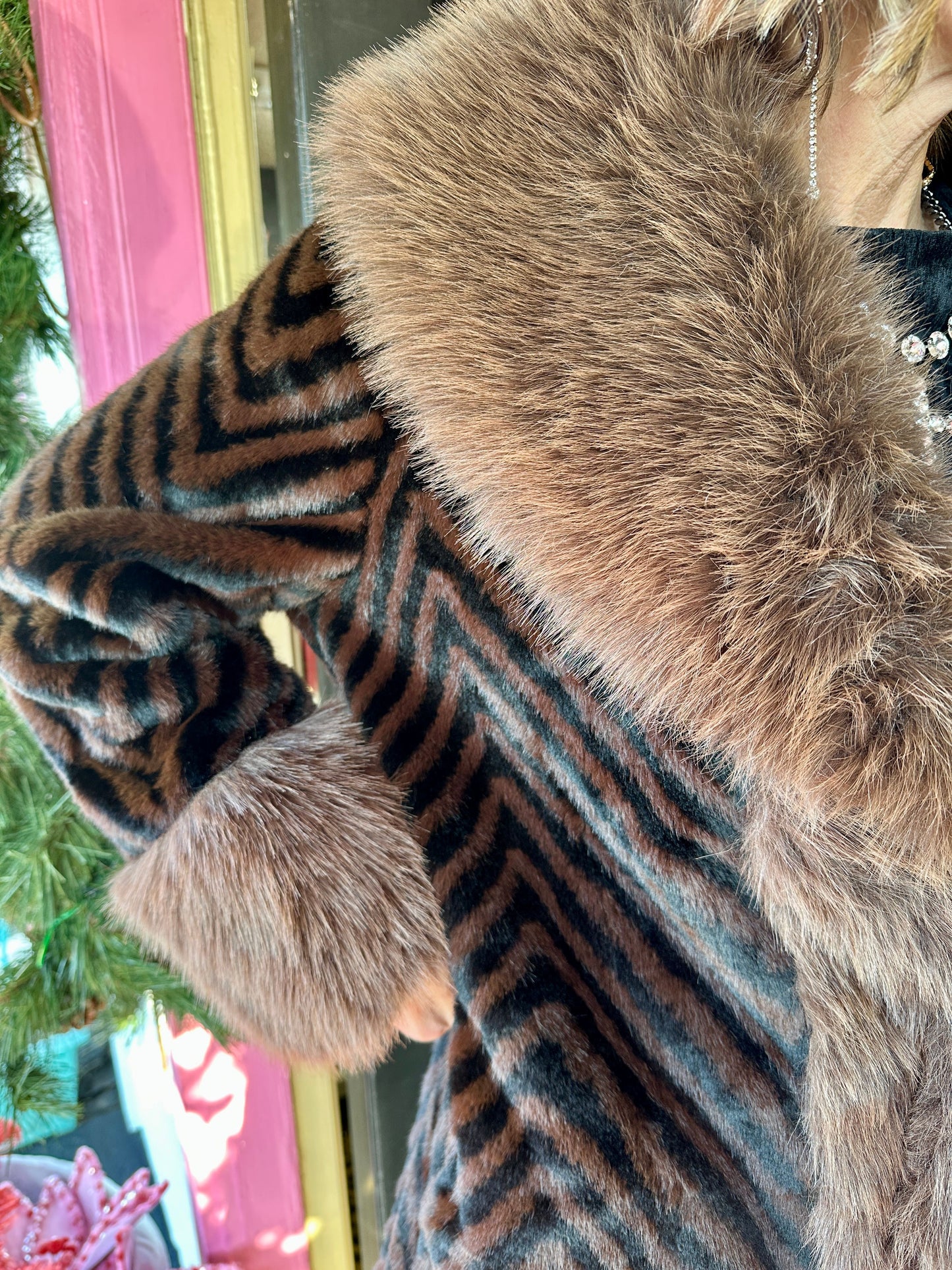 Brown Zebra Long Belt Jacket