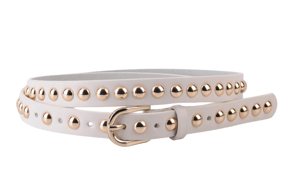 Thin Cream Studded Belt