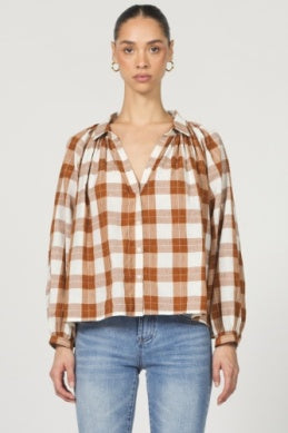 Benedict Pumpkin Pleated Button Top