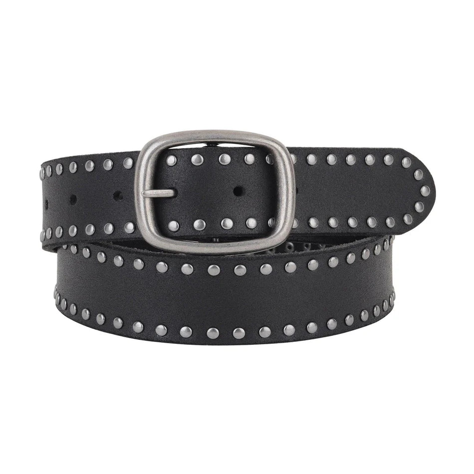 Wide Black Studded Belt