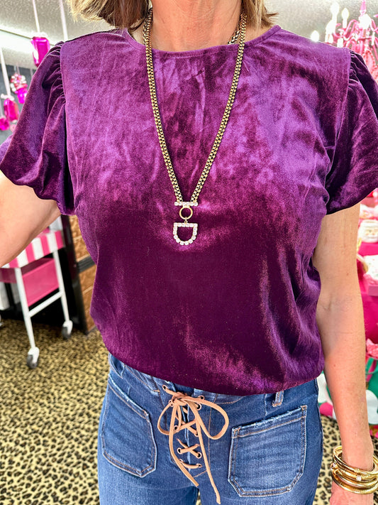 Fig Vanessia Velvet SS Puff Top