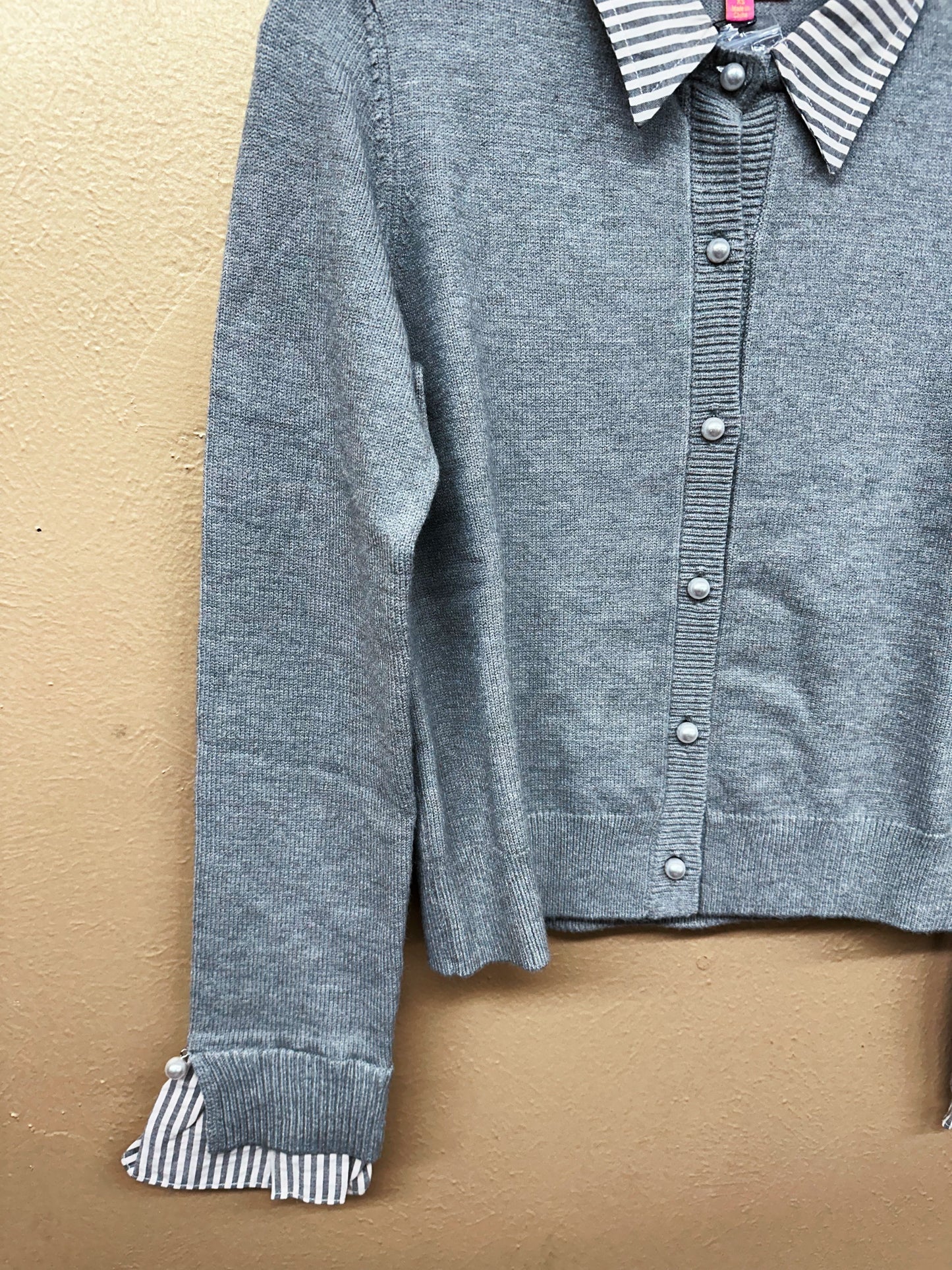 Grey collared cardigan sweater