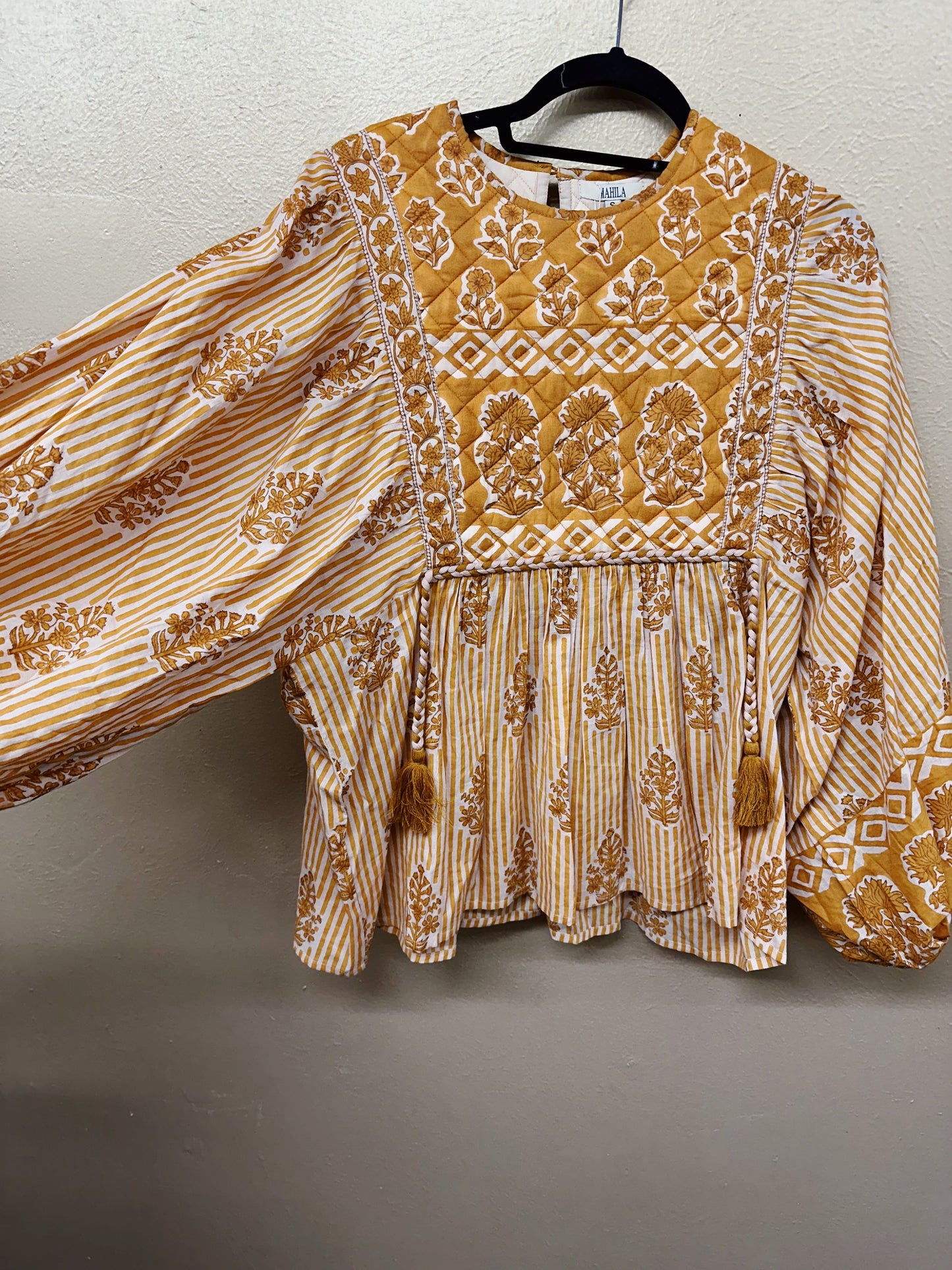 Alys Mustard Quilted LS Top