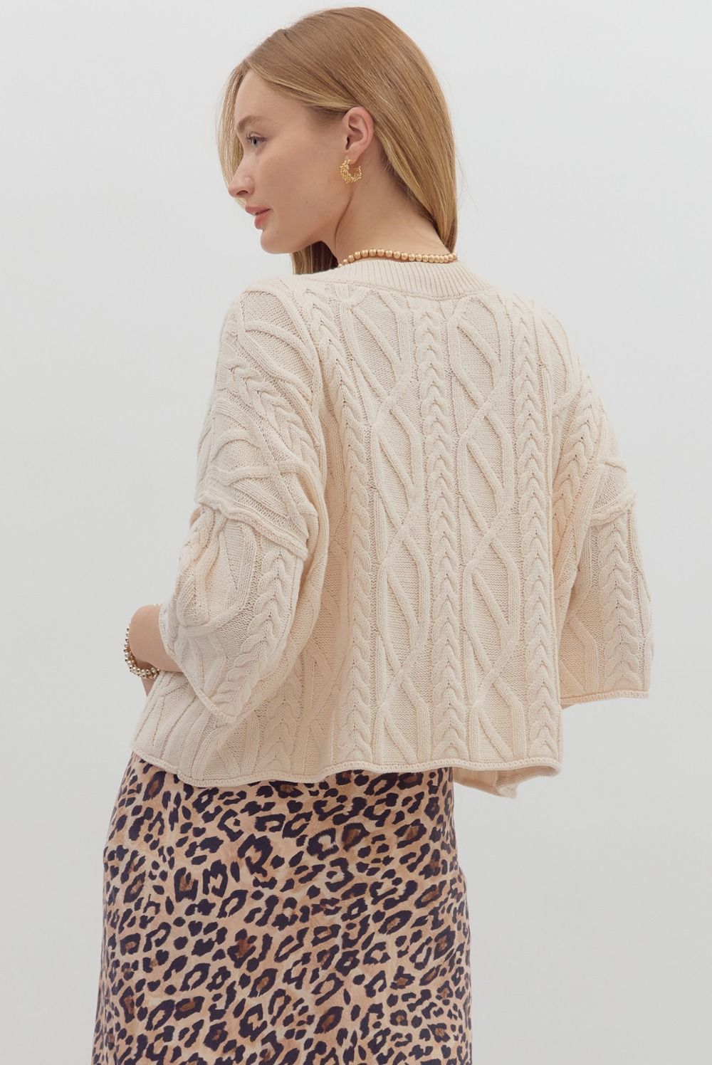Ecru Cable Knit Oversized Sweater