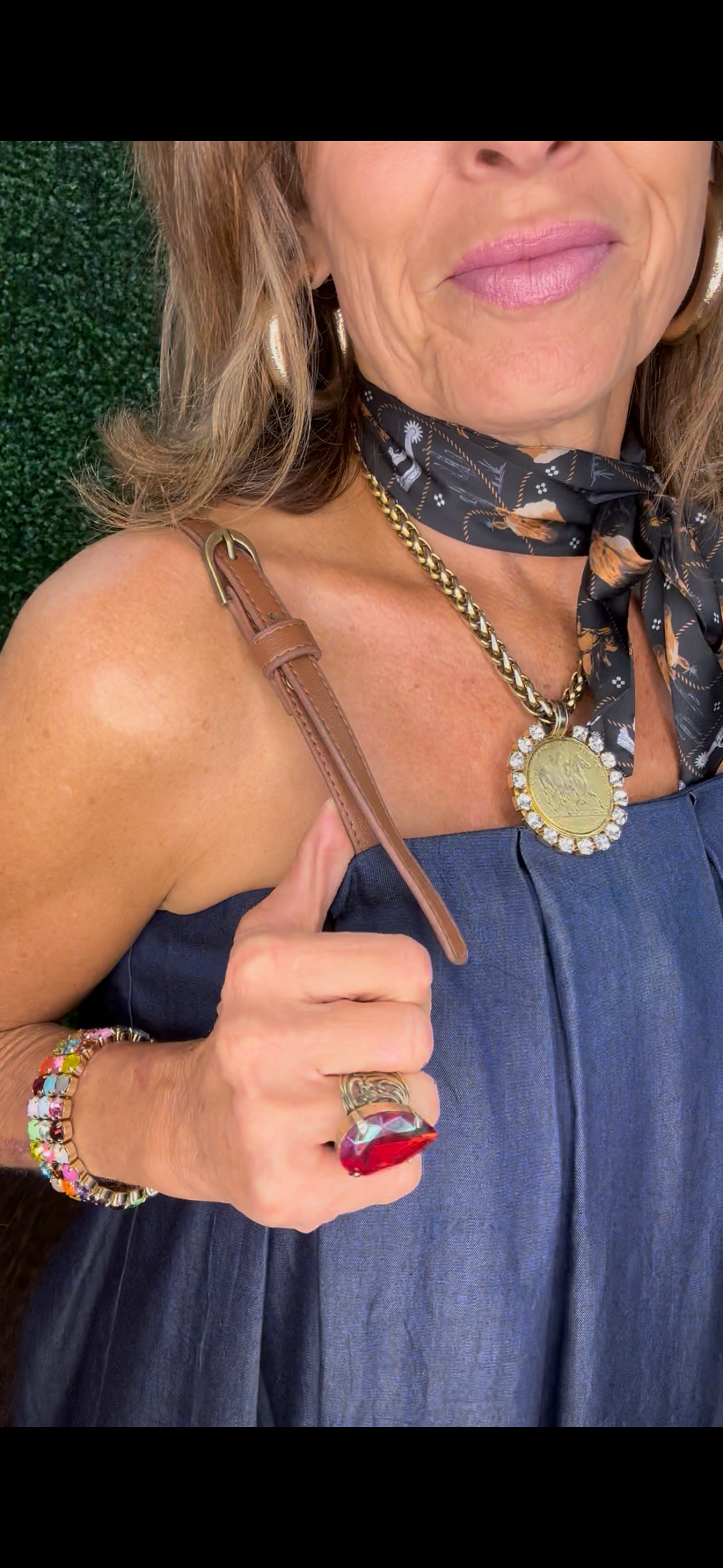 Denim Buckle Strap Midi Dress