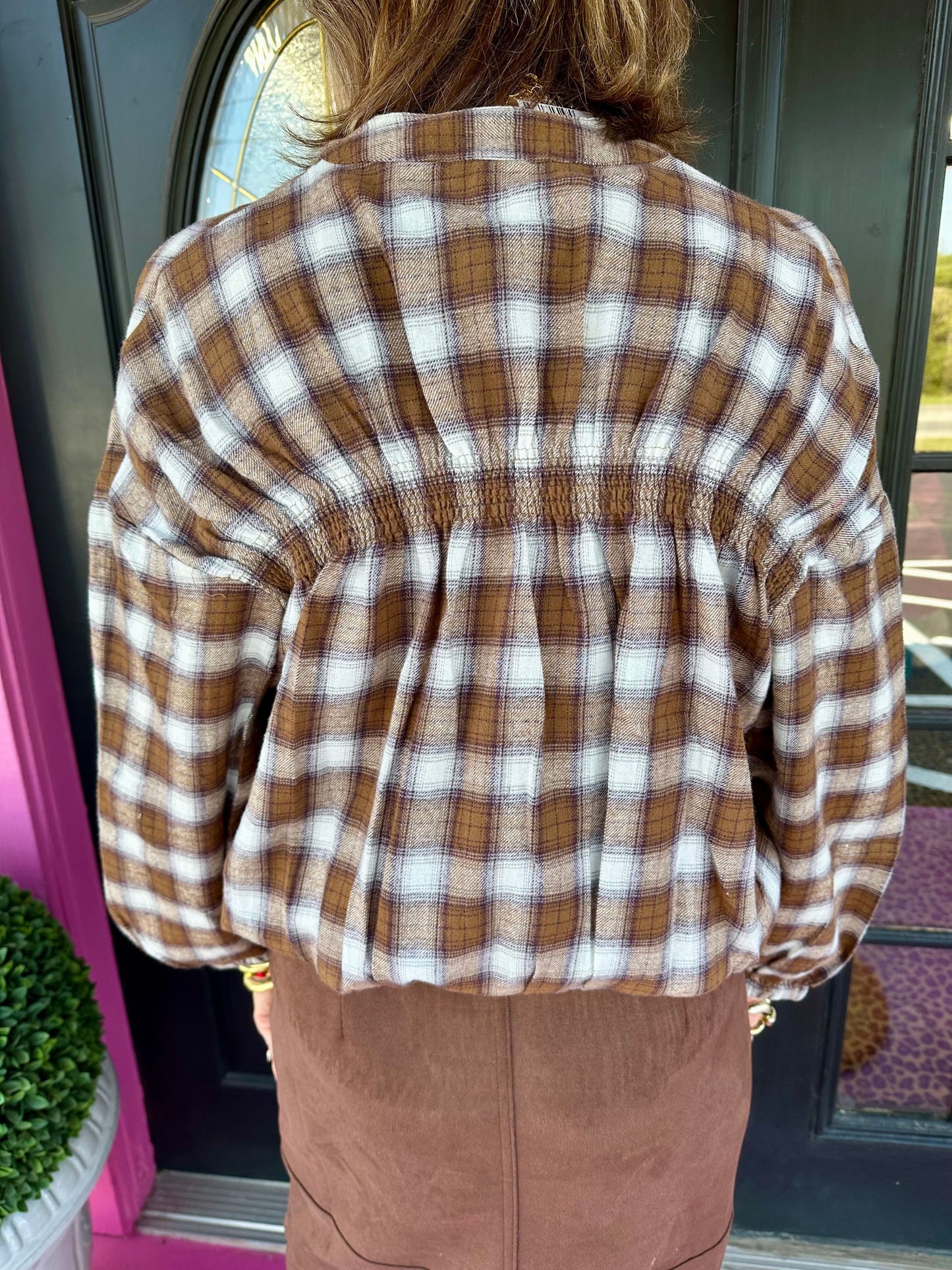 Rust Zipped Plaid Jacket