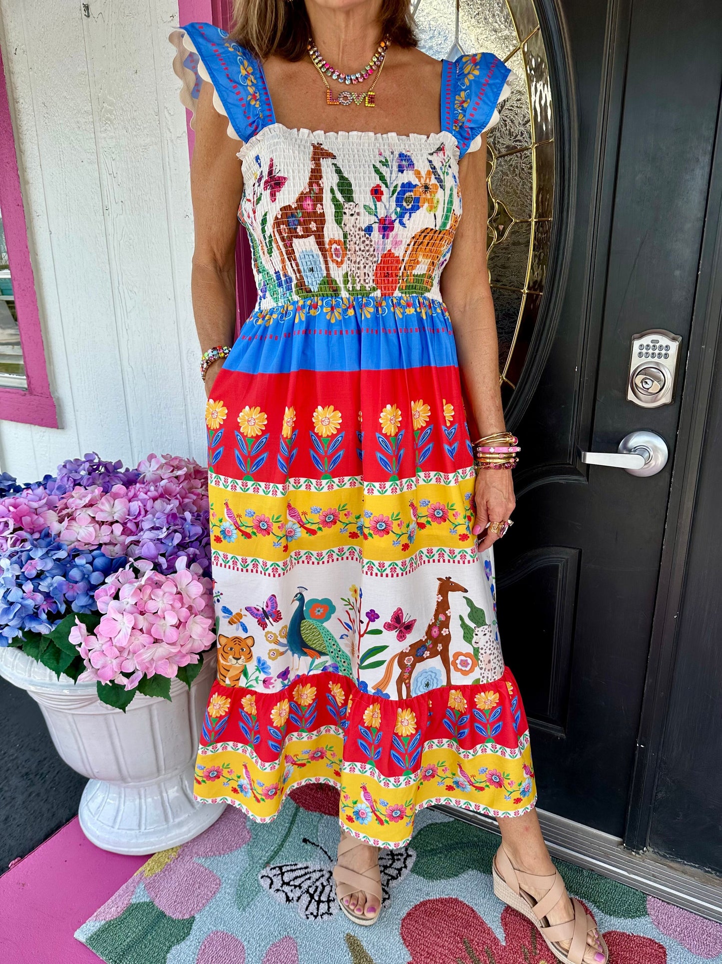 Zoo Floral Print Slvless Maxi