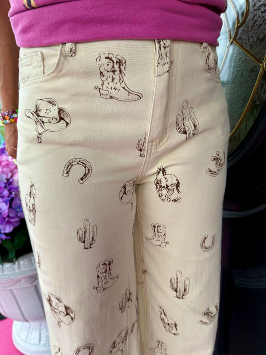Natural Western Printed Jean