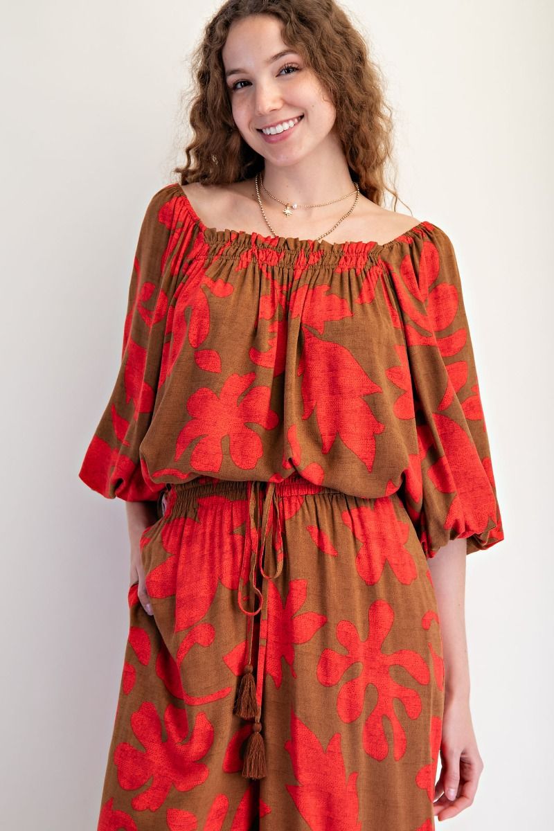 Camellia Bubble Slv Elastic Top