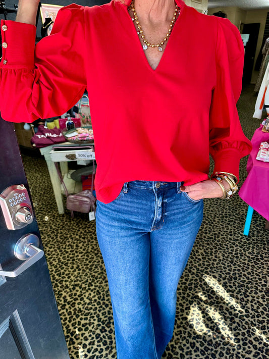 High Risk Red Ponte Hampton Top