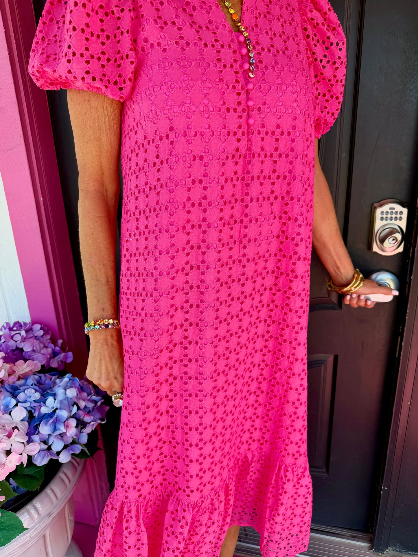 Hot Pink Eyelet SS Maxi
