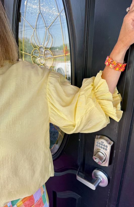 Yellow Bubble Sleeve Blouse