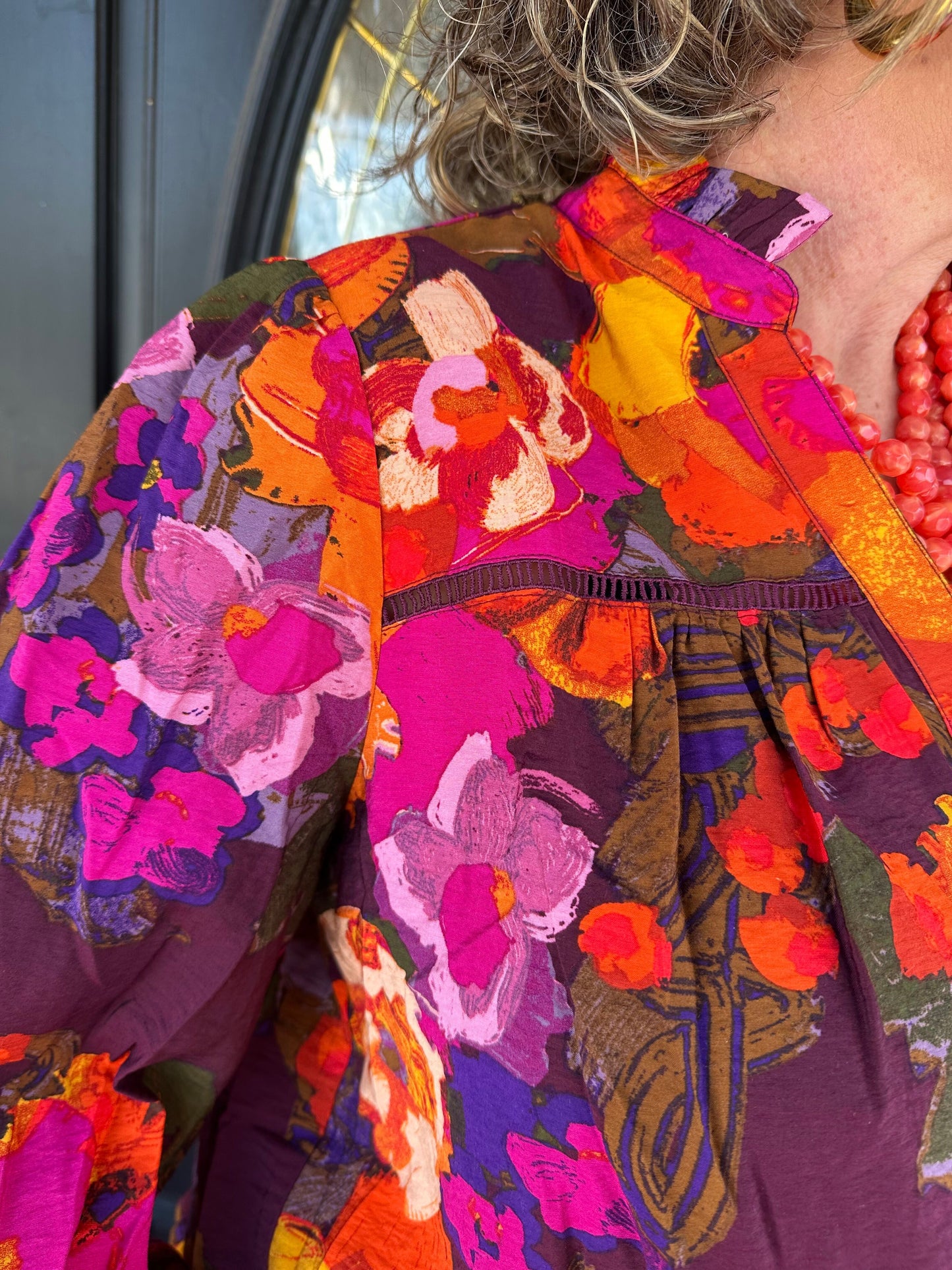 Multi Button Ruffled Blouse