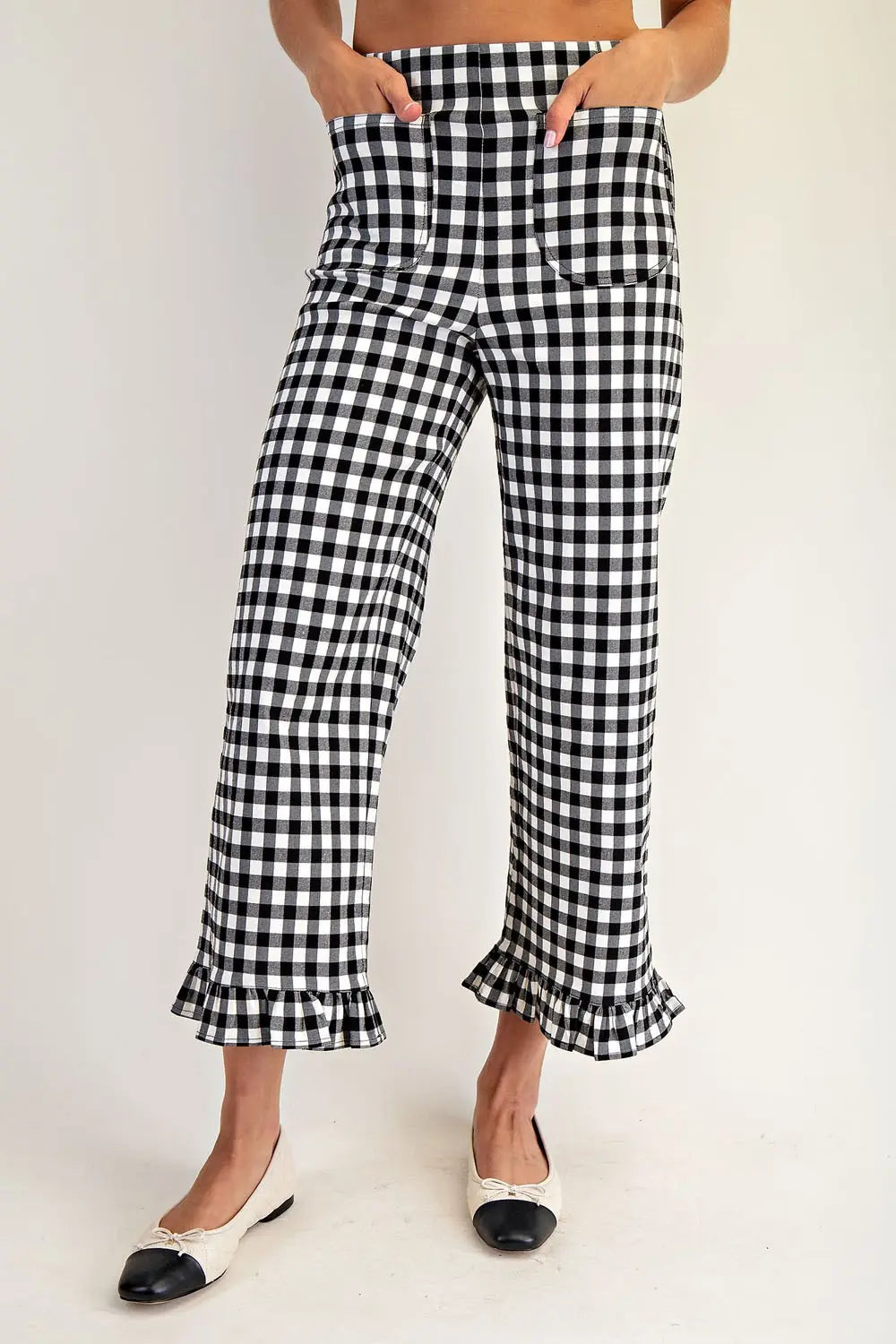 Black Gingham Ruffle Pant