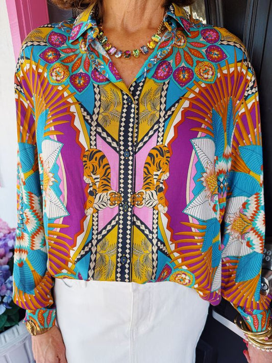 Pink LS Print W/Tiger