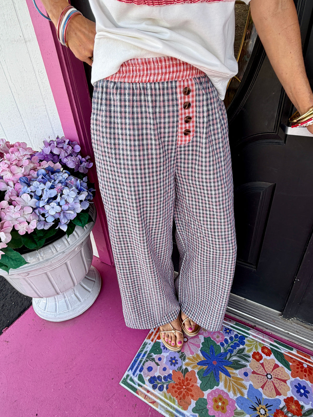 Navy Plaid Boxer Pants