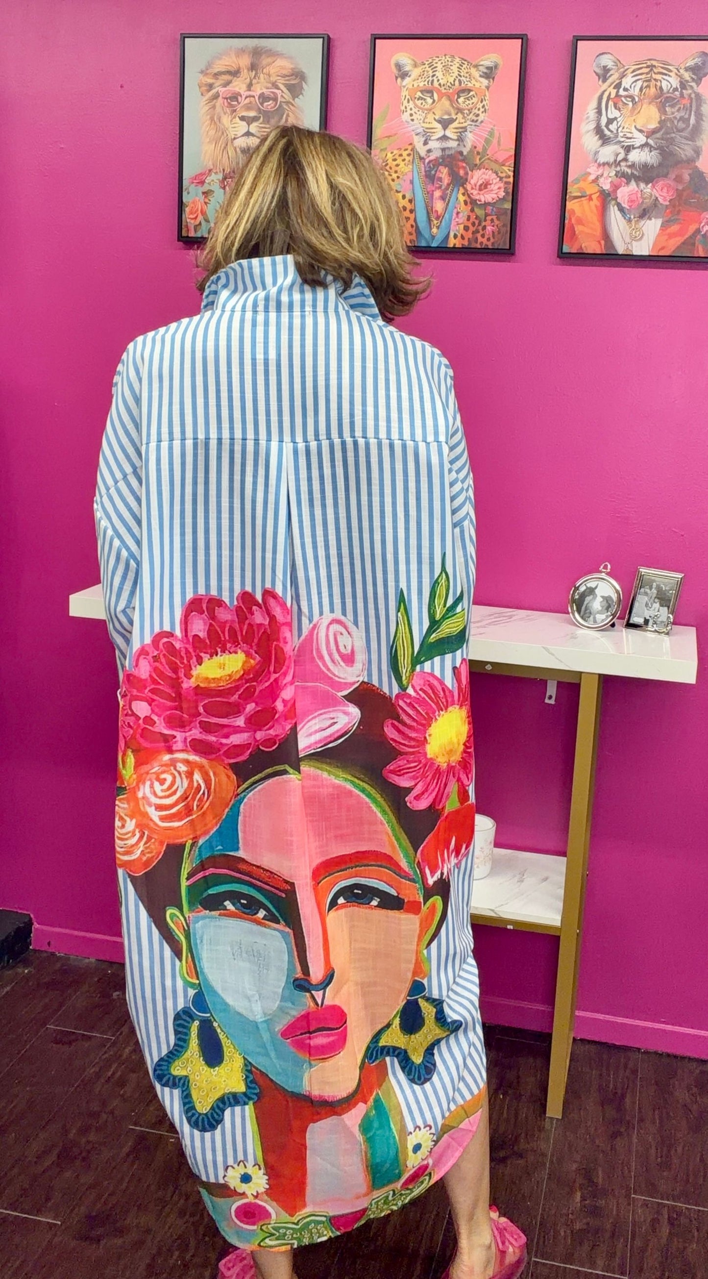 Blue Stripe Frida Midi Dress