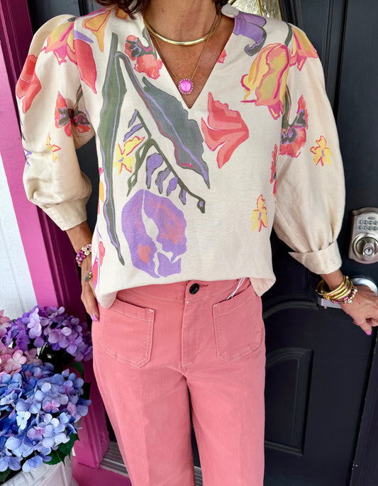 Hampton Botanical Muse Linen Top