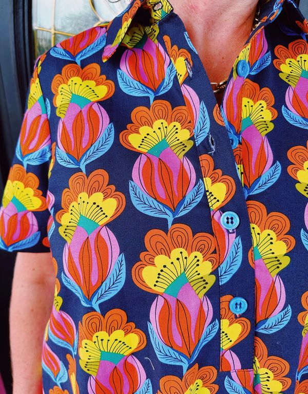 Navy Blooming Buds Dress