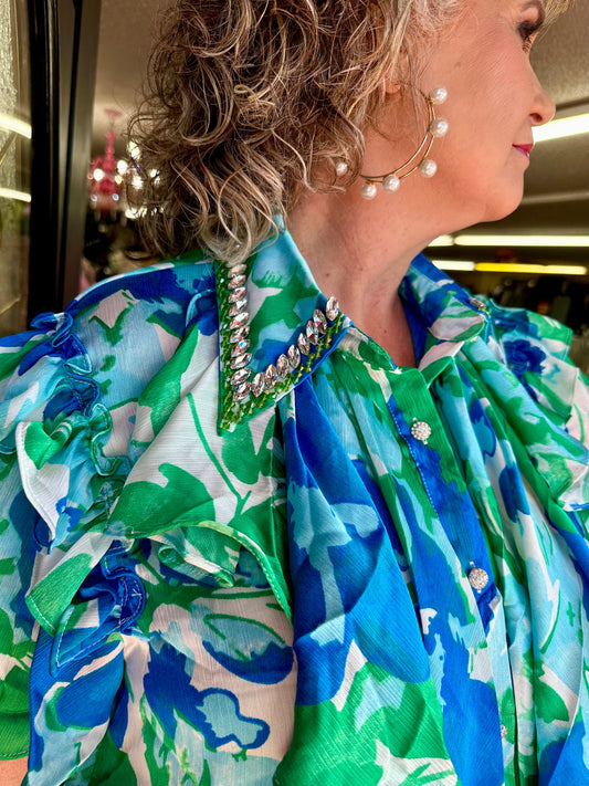 Green/Blue Rhinestone Collar