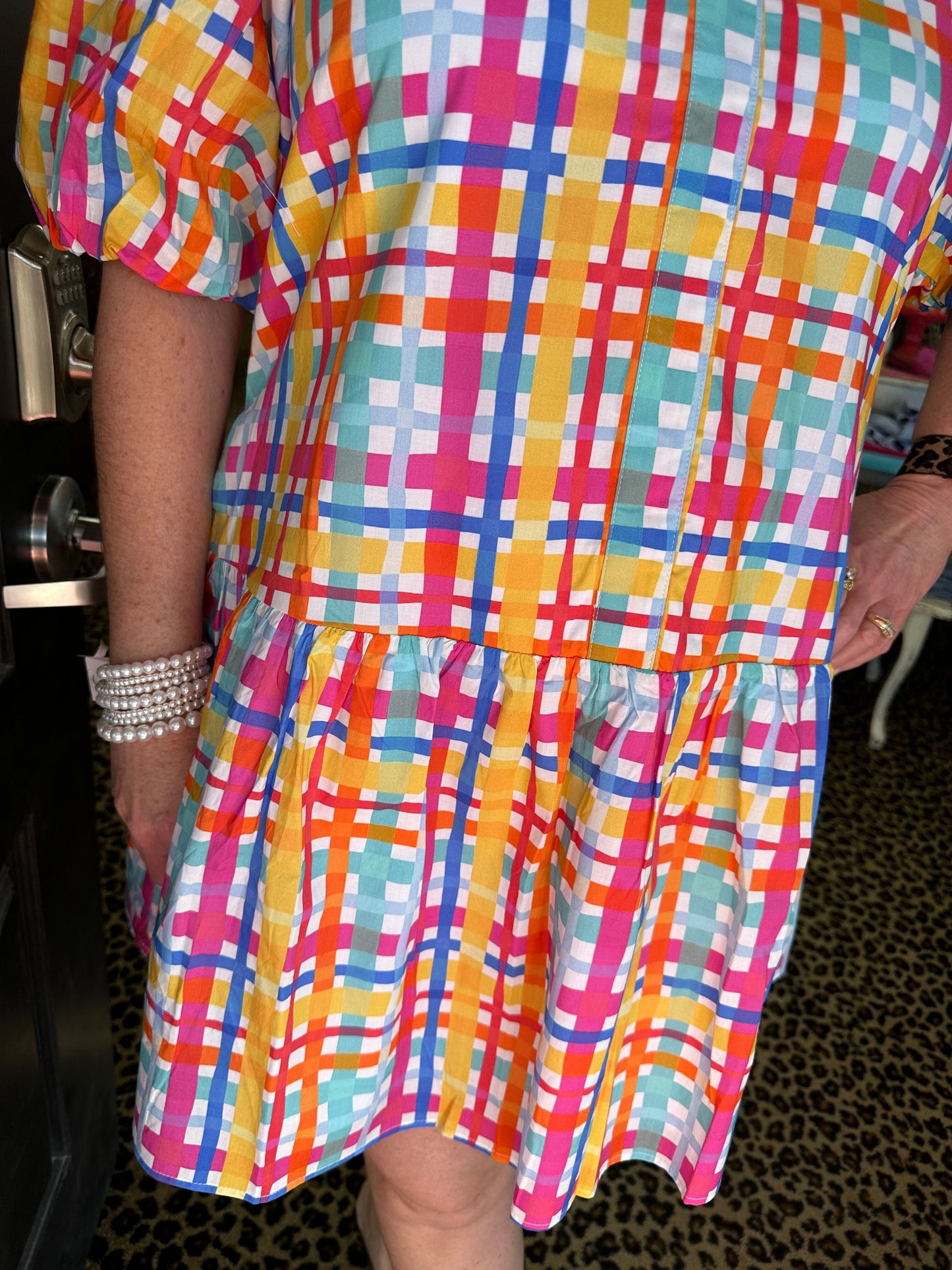 Puff Multi Color Gingham Dress