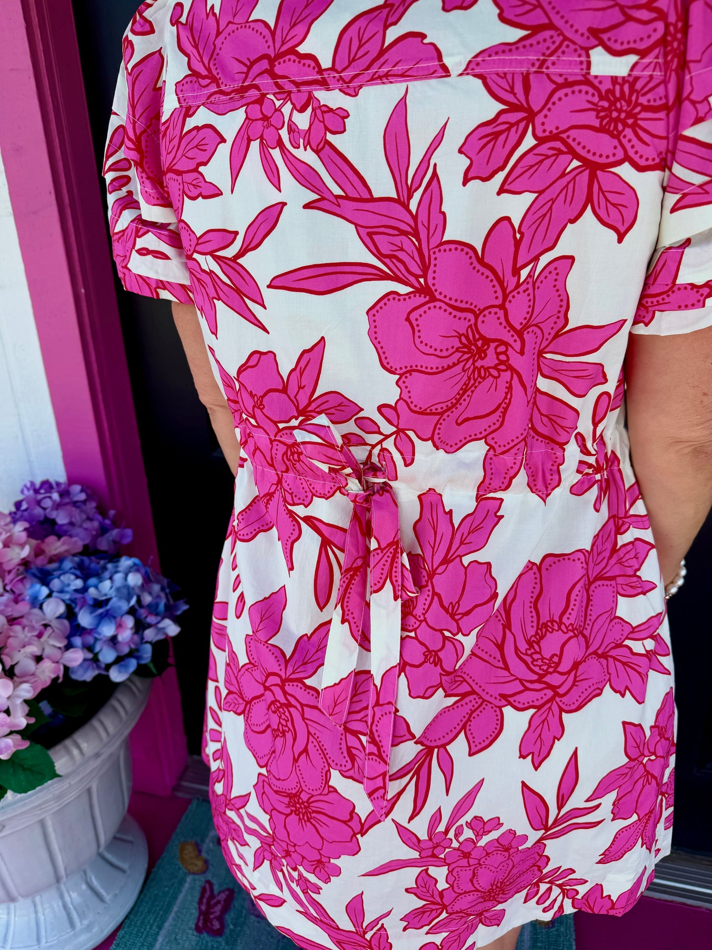 Pink & Red Floral SS Mini Dress