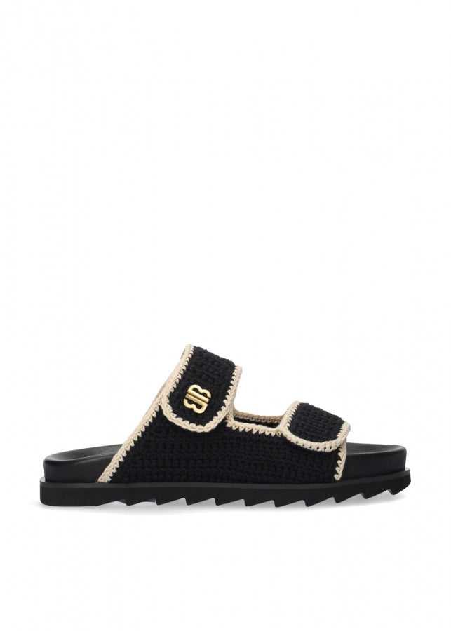 Juna Black Crochet Slide