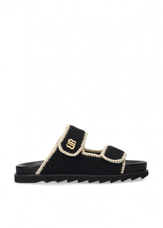 Juna Black Crochet Slide