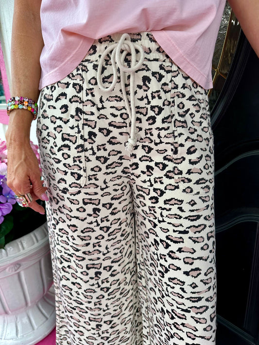 Leopard Tie Wide Crop Pant