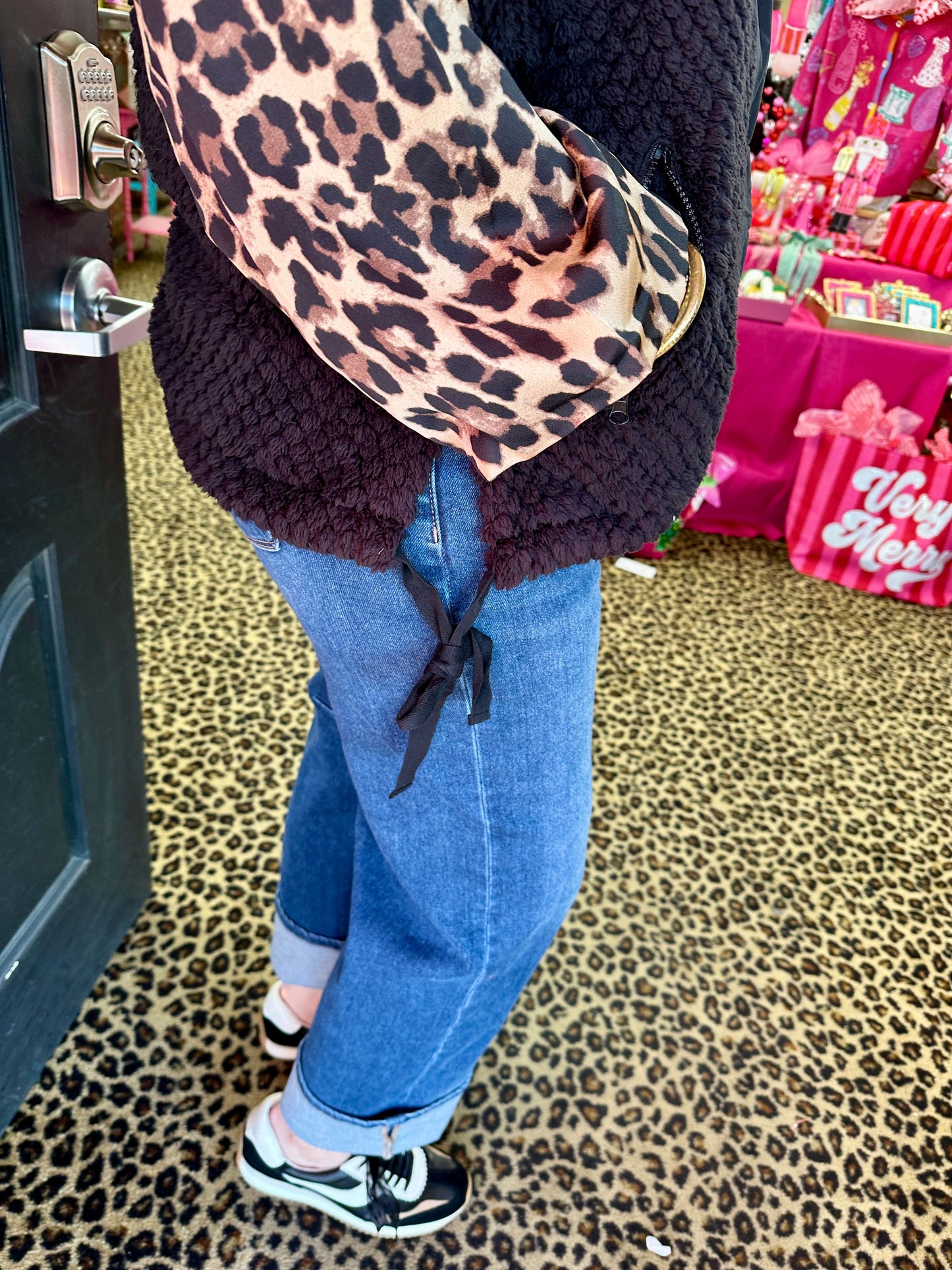 Black Mixed Fabric Vest