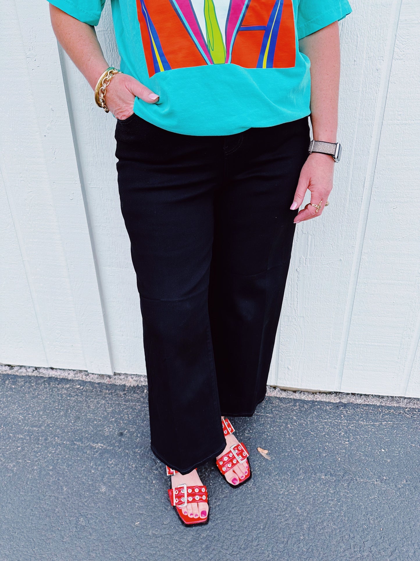 Black Stride Crop Wide 28" Jean