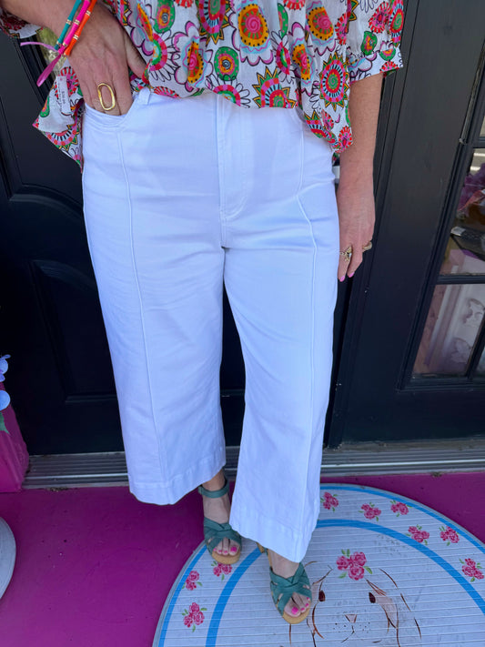 Audrey White Crop Pant