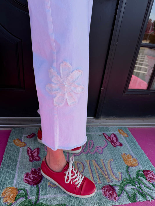 Creme Woven Embellished Pant