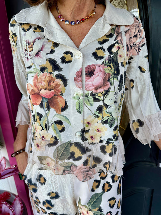 Leopard Floral Pant Set