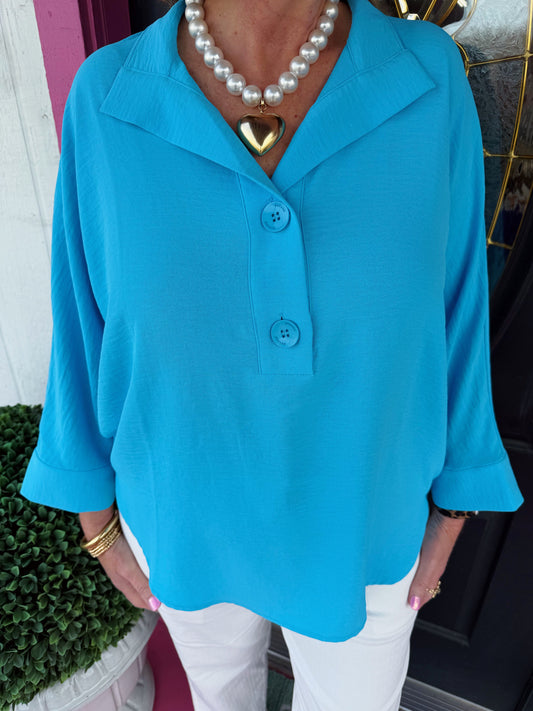 Big Button 3/4" Sleeve Top