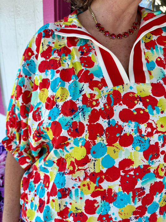 Red Yellow Turquoise Top