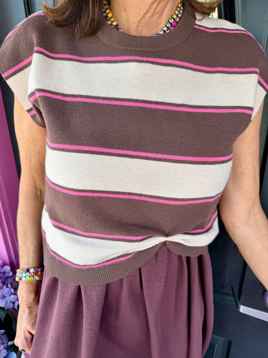 Brown Maxi w/Br & Pink Sweater