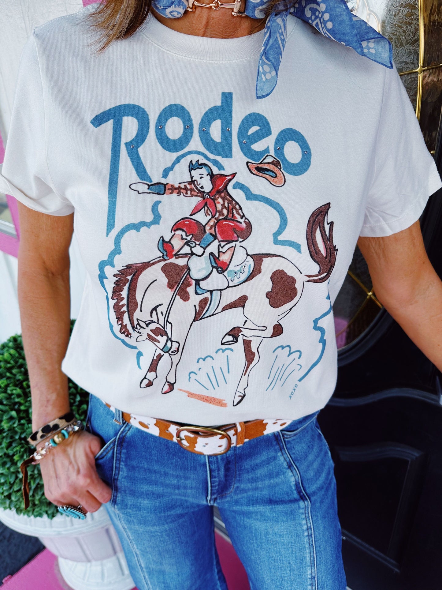 White Boxy Ranch Party Bronc Tee