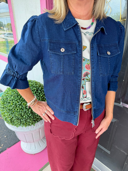 Dark Denim 3/4 Slv Jkt