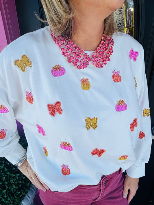 Millie Bow Pumpkins Sweatshirt