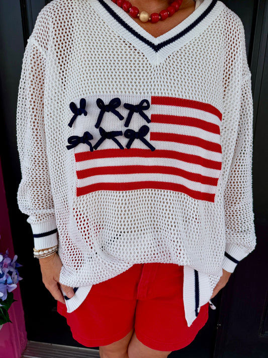 White Americana Sweater