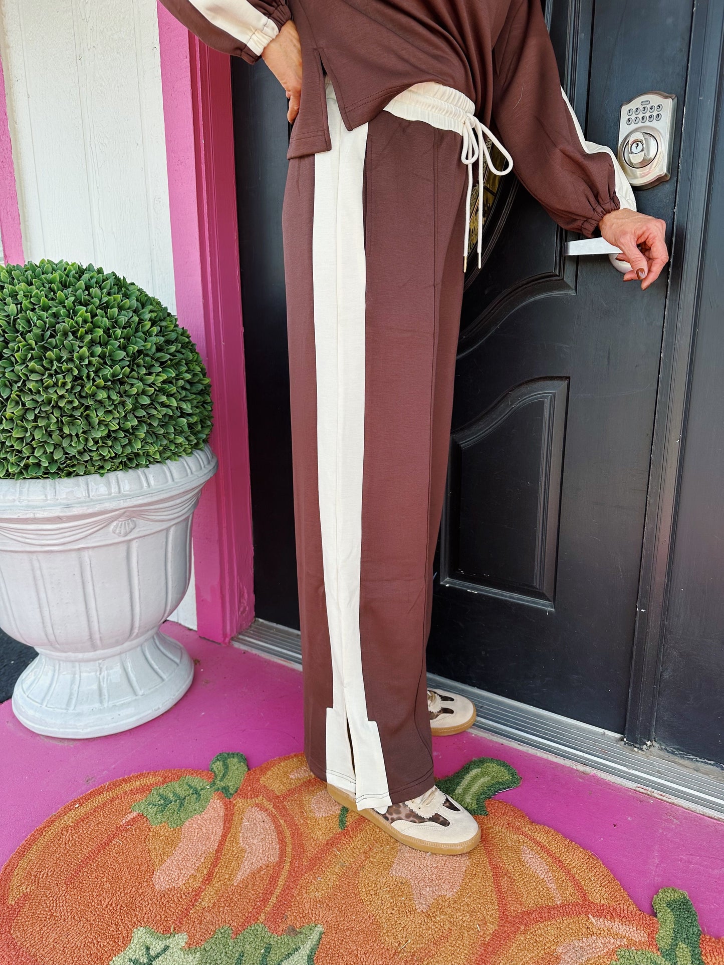 Brown Cream LS Pant Set